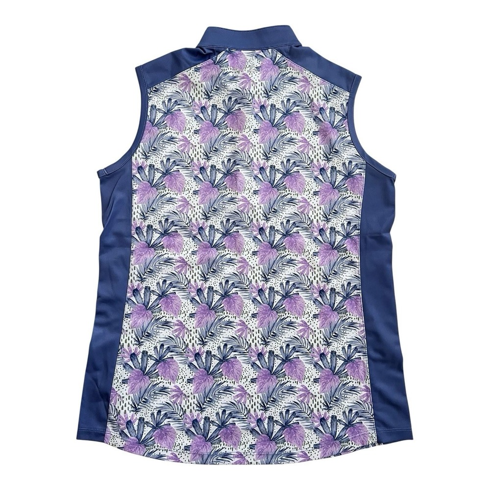 BERMUDA SANDS Quarter Zip Sleeveless Golf Top Purple Floral‎ Pullover Medium - Picture 3 of 3